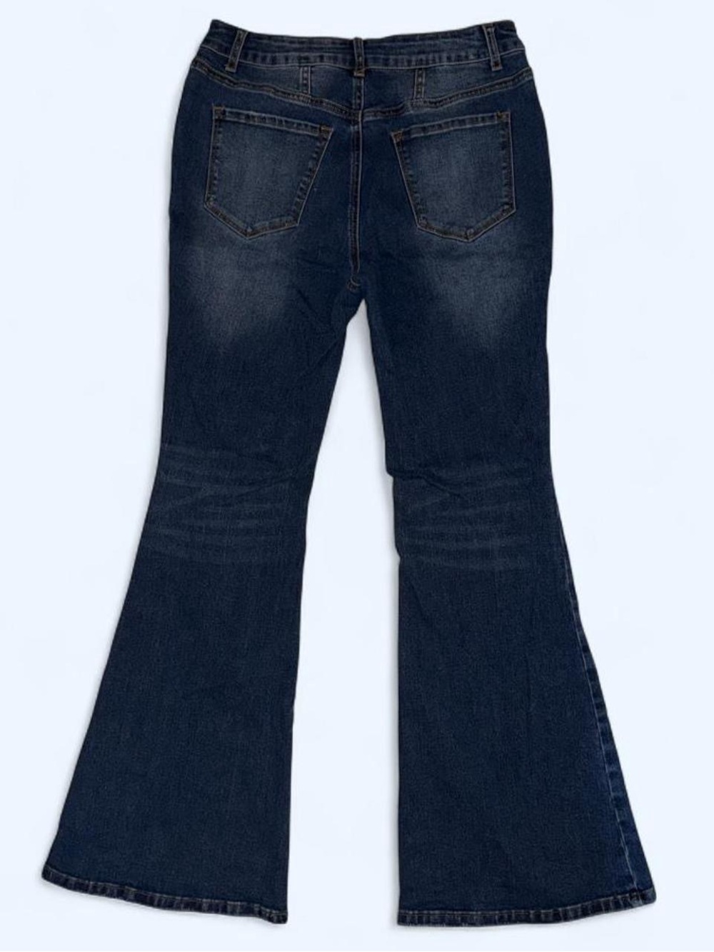 Dark Wash Flared Women's Jeans - High Rise Button Fly - Picture 2 of 2